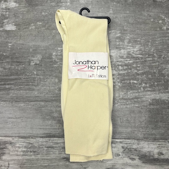 VTG NWT Jonathan Harper Solid Ivory Dress Socks - Picture 1 of 5
